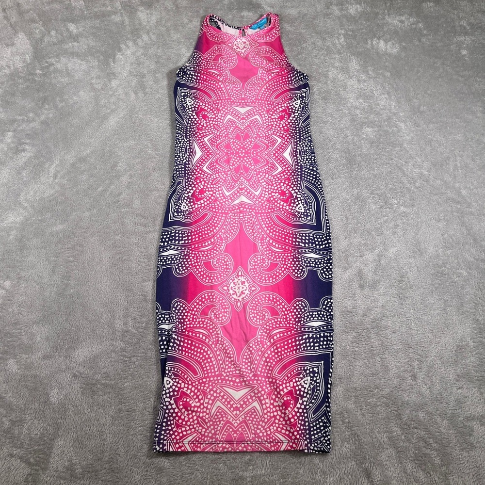 Tori Richard Honolulu Dress Womens Sz XXS Pink Purple Ombre Maxi Hawaiian Party
